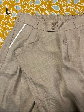 Women's Relaxed Beige Linen-Blend Trousers